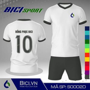 áo bóng đá thân trắng viền xám