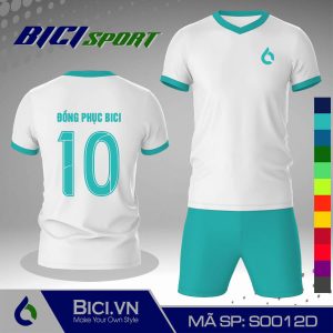 Áo đá banh màu trắng phối xanh ya hot