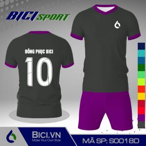 Set đồ đá banh màu xám đậm phối tím huế cá tính