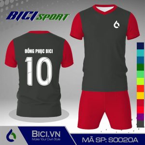 Áo bóng đá màu xám đậm kết hợp đỏ đô siêu hot