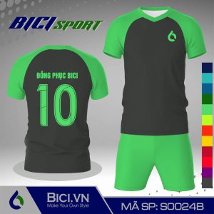 Set đồ bóng đá màu xám đậm kết hợp xanh ngọc cá tính