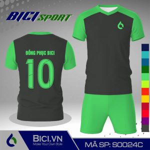 Set đồ bóng đá màu xám đậm kết hợp xanh ngọc rực rỡ