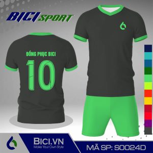 Set đồ bóng đá màu xám đậm kết hợp xanh ngọc năng động