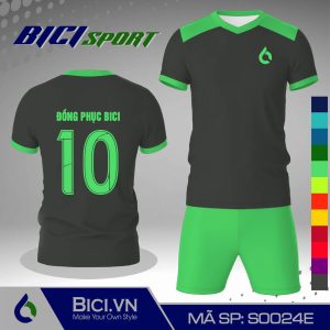 Set đồ bóng đá màu xám đậm kết hợp xanh ngọc ấn tượng