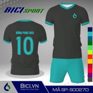 Set đồ bóng đá màu xám đậm kết hợp xanh ya đẳng cấp