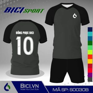 Mẫu áo đá banh màu xám đậm phối đen hot