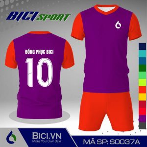 Set áo thể thao màu tím huế phối cam đậm hot