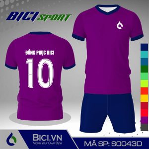 Áo đá banh màu tím huế phối xanh bích cool
