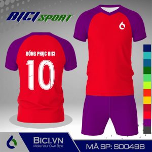Đồ bóng đá màu đỏ phối tím huế mới