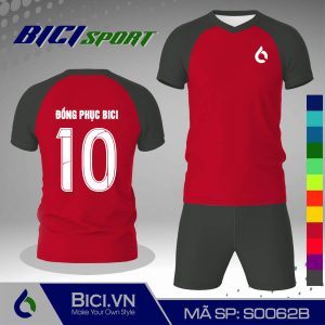 Set áo bóng đá màu đỏ đô phối xám đậm ngầu