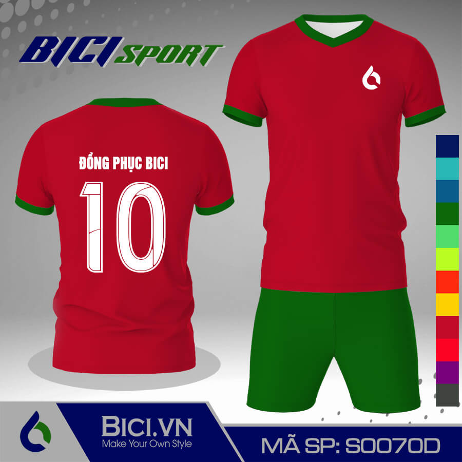S0070D Bộ quần áo đá banh màu đỏ đô phối xanh lá cool