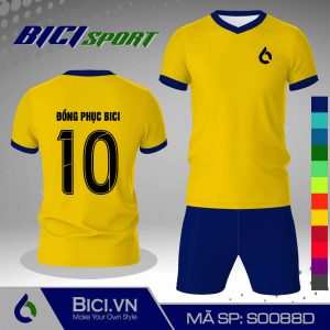 Mẫu áo bóng đá màu vàng cúc phối xanh bích lịch lãm
