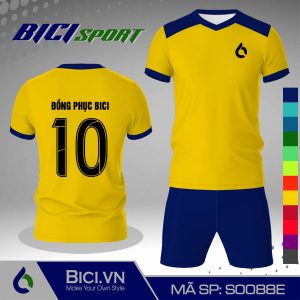 Mẫu áo bóng đá màu vàng cúc phối xanh bích phong cách
