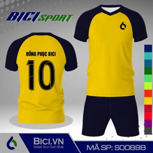 Bộ quần áo đá banh màu vàng cúc phối xanh đen ngầu