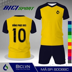 Bộ quần áo đá banh màu vàng cúc phối xanh đen cá tính