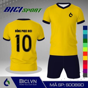 Bộ quần áo đá banh màu vàng cúc phối xanh đen phong cách