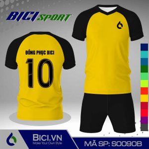Áo đá banh màu vàng cúc kết hợp đen ngầu