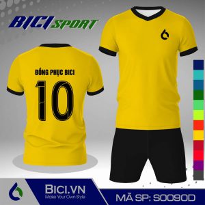 Áo đá banh màu vàng cúc kết hợp đen cool