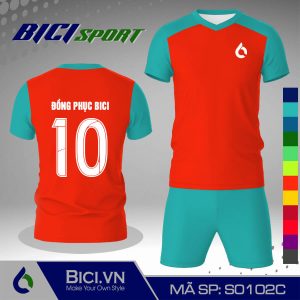 Áo thể thao màu cam đậm phối xanh ya rực rỡ