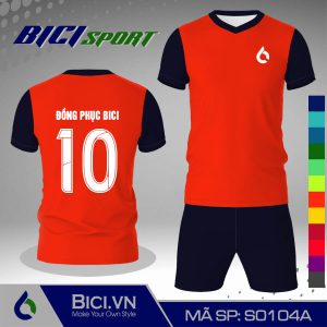 Mẫu set đồ bóng đá màu cam đậm phối xanh đen mới