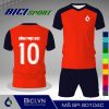 Mẫu set đồ bóng đá màu cam đậm phối xanh đen ấn tượng