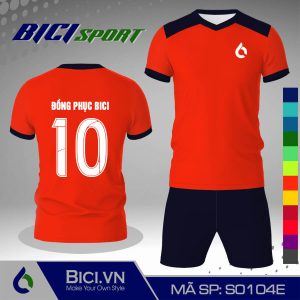 Mẫu set đồ bóng đá màu cam đậm phối xanh đen cá tính
