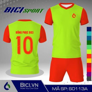 Đồ đá banh màu xanh chuối phối cam đậm đẹp