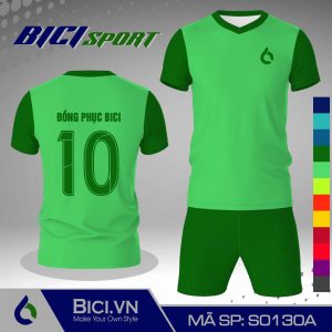 Mẫu set bóng đá màu xanh ngọc kết hợp xanh lá ấn tượng