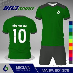 Set đồ đá banh màu xanh lá phối xám đậm ngầu