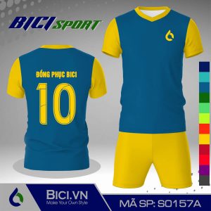 Set áo bóng đá màu xanh yamaha phối vàng cúc hot