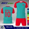 Set bóng đá màu xanh ya kết hợp đỏ cool