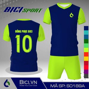 Áo đá banh màu xanh bích phối xanh chuối chất