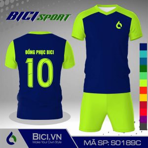 Áo đá banh màu xanh bích phối xanh chuối đỉnh