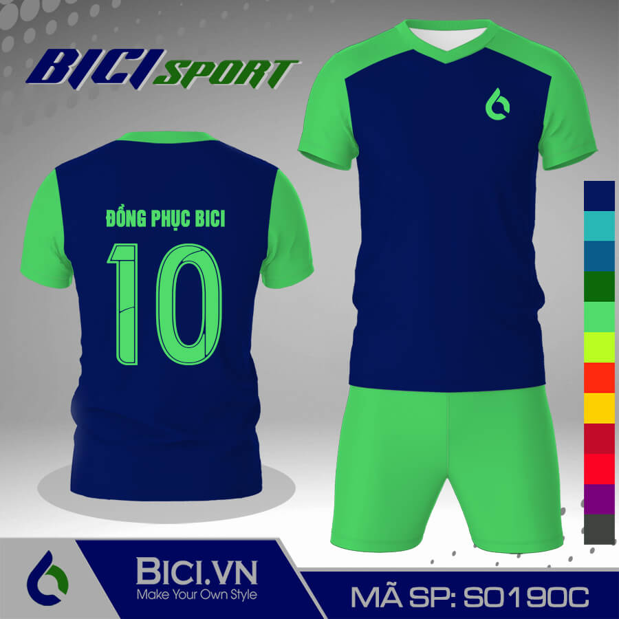 S0190C Set bóng đá màu xanh bích phối xanh ngọc chất