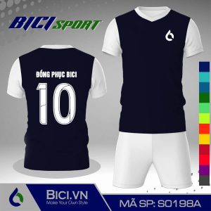 Đồ bóng đá màu xanh đen kết hợp trắng đẹp