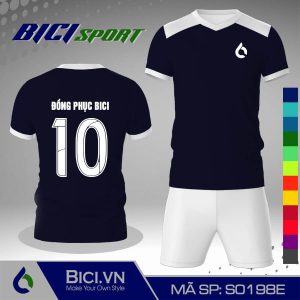 Đồ bóng đá màu xanh đen kết hợp trắng chất