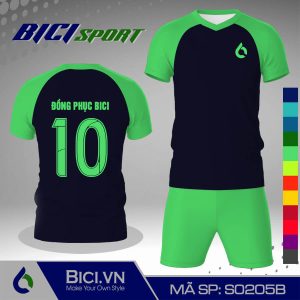 Áo bóng đá màu xanh đen phối xanh ngọc chất