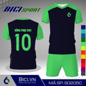 Áo bóng đá màu xanh đen phối xanh ngọc đỉnh