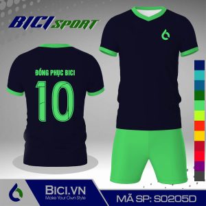 Áo bóng đá màu xanh đen phối xanh ngọc dé