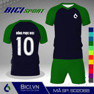 Bộ thể thao màu xanh đen phối xanh lá phong cách
