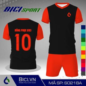Áo đá banh màu đen phối cam đậm đẹp