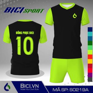 Set áo thể thao màu đen phối xanh chuối đẹp