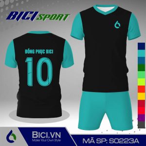 Set áo bóng đá màu đen phối xanh ya đỉnh
