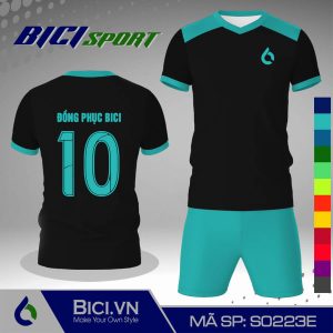 Set áo bóng đá màu đen phối xanh ya cá tính