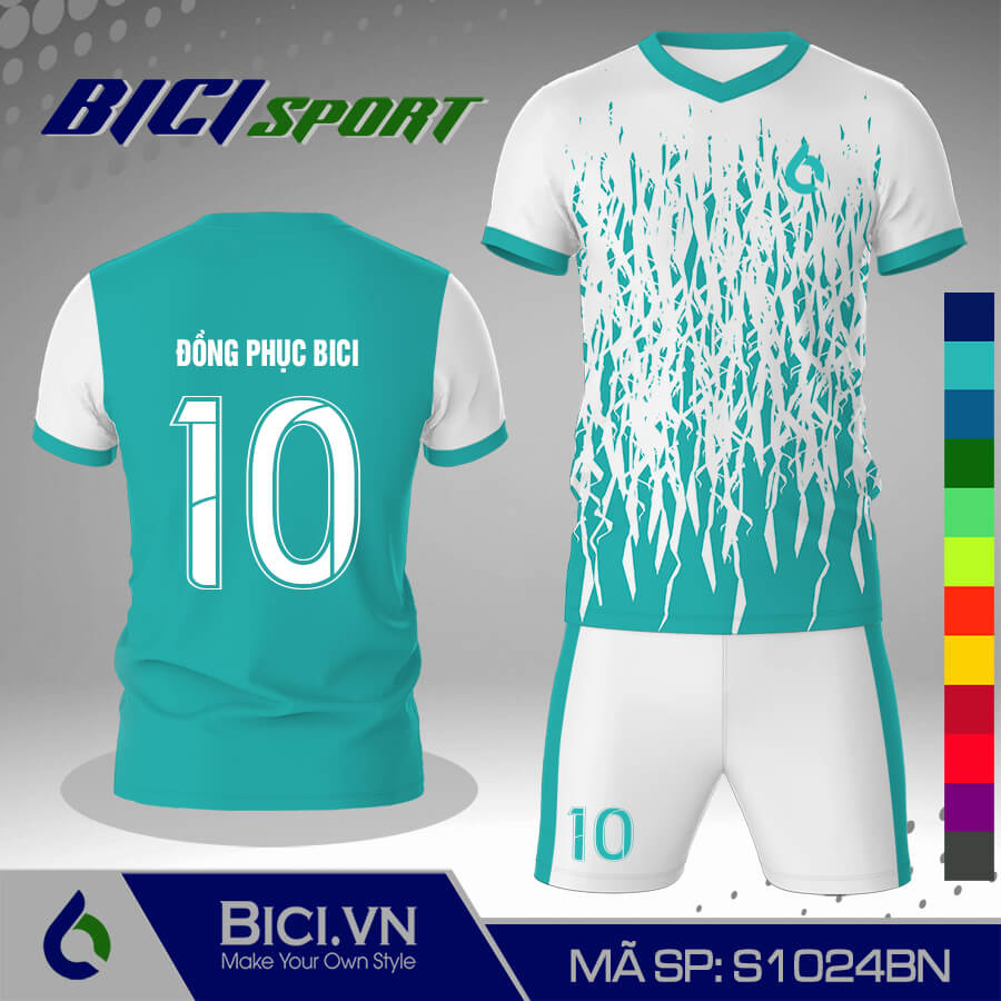 S1024BN Đồ đá banh trắng phối hoa văn màu phong cách