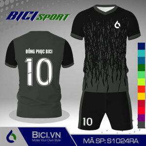 Mẫu áo đá banh hoa văn đen phối màu hot