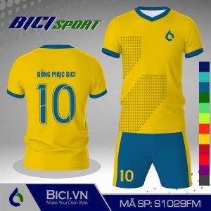 Mẫu set thể thao vàng cúc phối màu viền phong cách