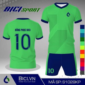 Đồ đá banh xanh ngọc phối viền màu phong cách