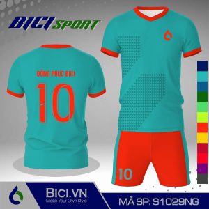 Áo bóng đá màu xanh ya phối viền màu cool