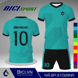 Áo bóng đá màu xanh ya phối viền màu lịch lãm